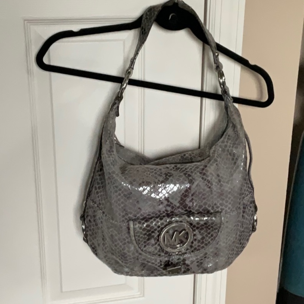Michael Kors Gray Hobo Bag with Metallic Finish